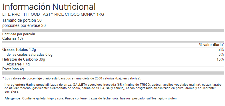 CREMA DE ARROZ TASTY RICE 1KG LIFE PRO -  - Nutrición  Deportiva