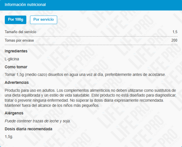 Life Pro Glycine 300g - Imagen 2